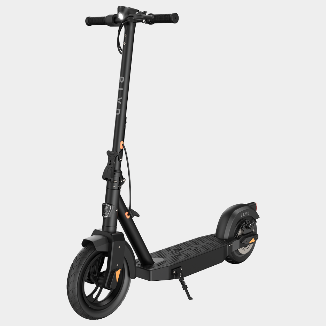 blvd elite plus electric scooter front three quarter angle